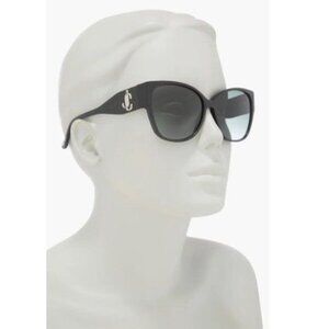 Jimmy Choo Sunglasses 58MM Black Sparkle Luxury Designer Italy Chic Modern